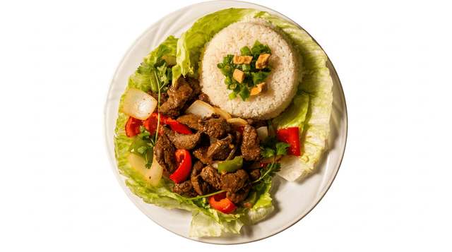 Shaken Beef with Rice.