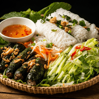 Betel Leaf-Wrapped Beef with Fine Rice Vermicelli