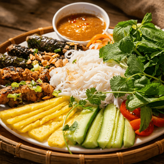 Grilled Pork & Betel Leaf-Wrapped Beef with Vermicelli