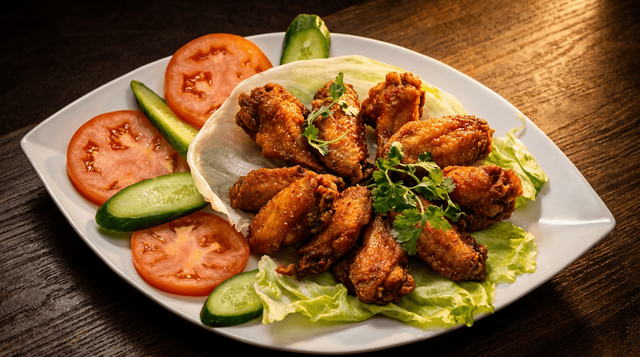 Fried Chicken Wings with Spicy Sweet & Sour Sauce.