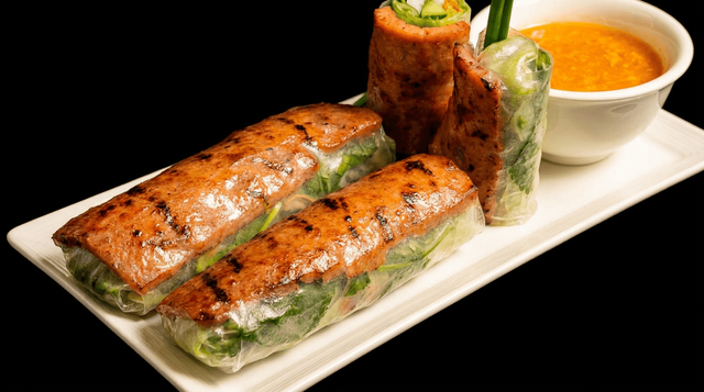 Grilled Pork Spring Rolls.